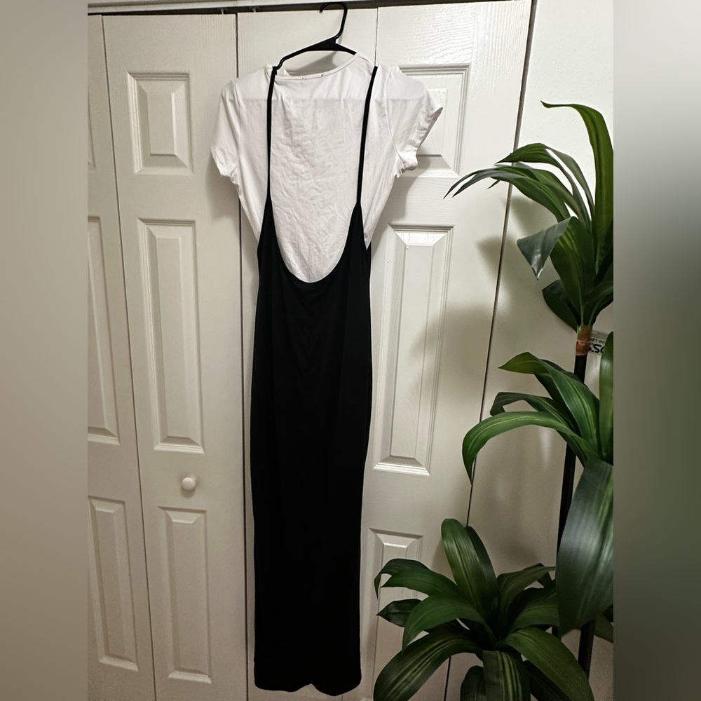 Fashion Nova Black and White Maxi Dress With white Body suit - Picture 2 of 2